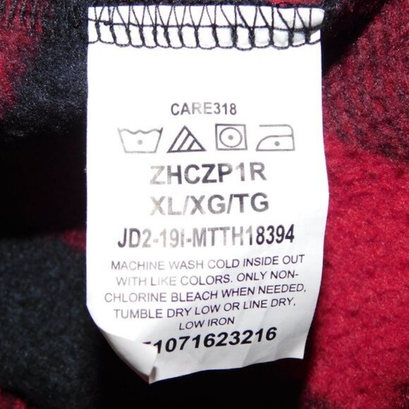 Wrangler Mens XL Red Black Buffalo Plaid Fleece Button Up Long Sleeve Shirt - Picture 5 of 8